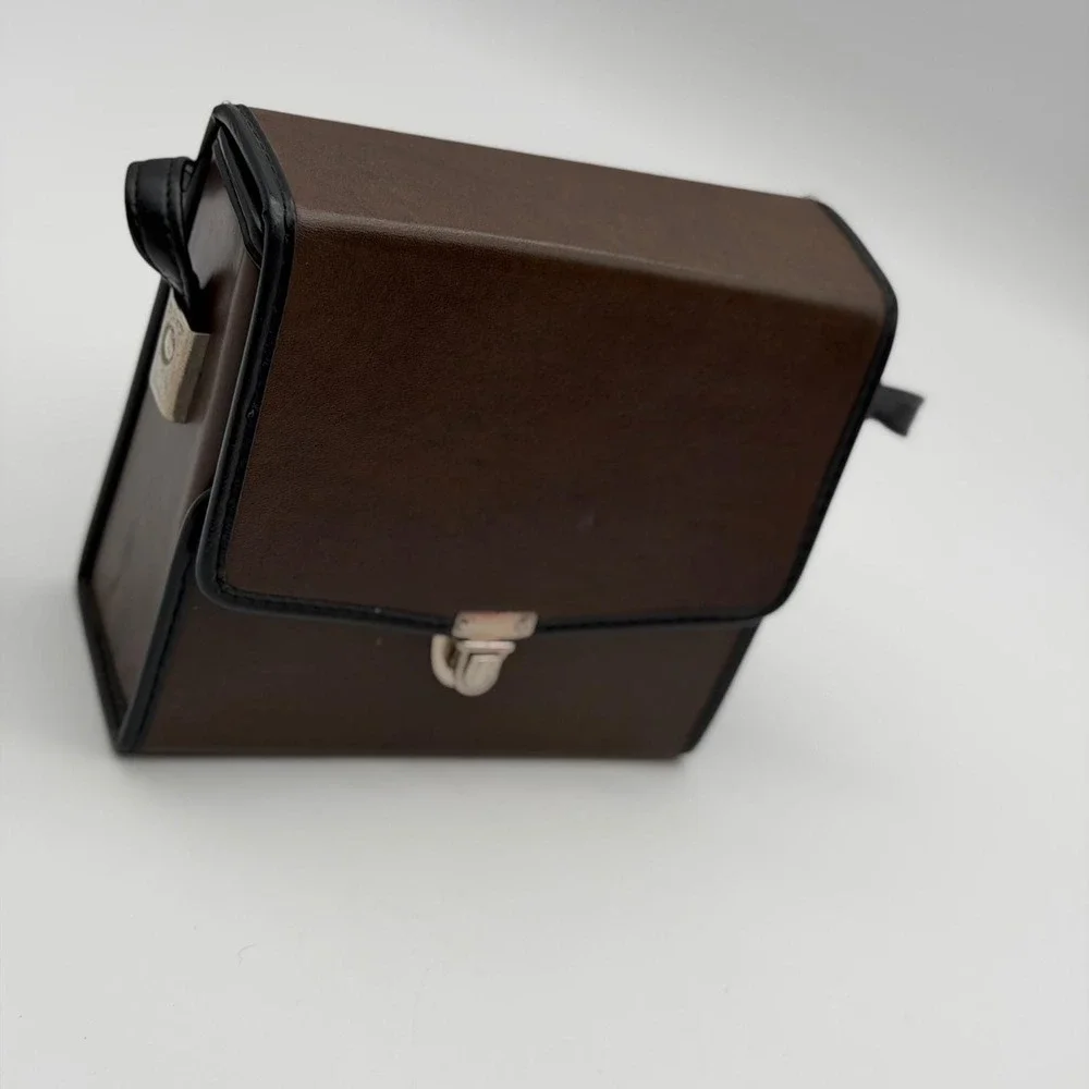 Vintage Black‎ Binoculars with Brown Faux Leather Hard Carrying Case Retro Gear